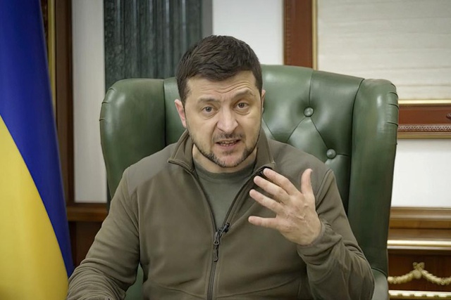 Tổng thống Ukraine Volodymyr Zelensky phát biểu tại Kiev, Ukraine