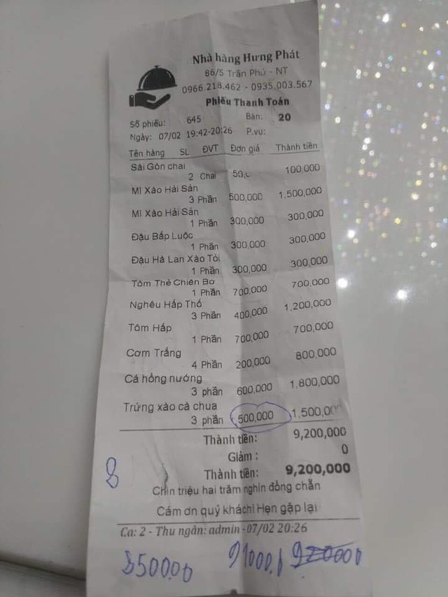 Một nhà hàng ở Nha Trang bị phạt 750.000 đồng vì “chặt chém” sau Tết - 2 Một nhà hàng ở Nha Trang bị phạt 750.000 đồng vì “chặt chém” sau Tết - 2