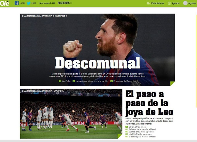 Báo chí thế giới ngả mũ trước “thiên tài” Lionel Messi - 4 Báo chí thế giới ngả mũ trước “thiên tài” Lionel Messi - 4