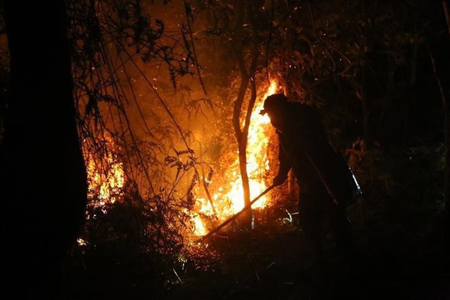 Cháy rừng, nhiều nhà dân sơ tán, hàng trăm người dập lửa trong đêm - 1