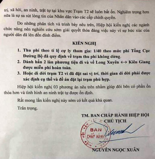 Hiệp hội Vận tải ô tô An Giang đã 15 lần gửi kiến nghị phản đối trạm BOT T2 - 2