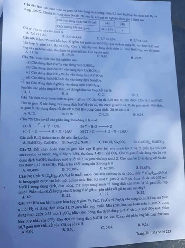 Môn Hóa học - Đề thi và đáp án chính thức THPT quốc gia 2019 - 3 Môn Hóa học - Đề thi và đáp án chính thức THPT quốc gia 2019 - 3