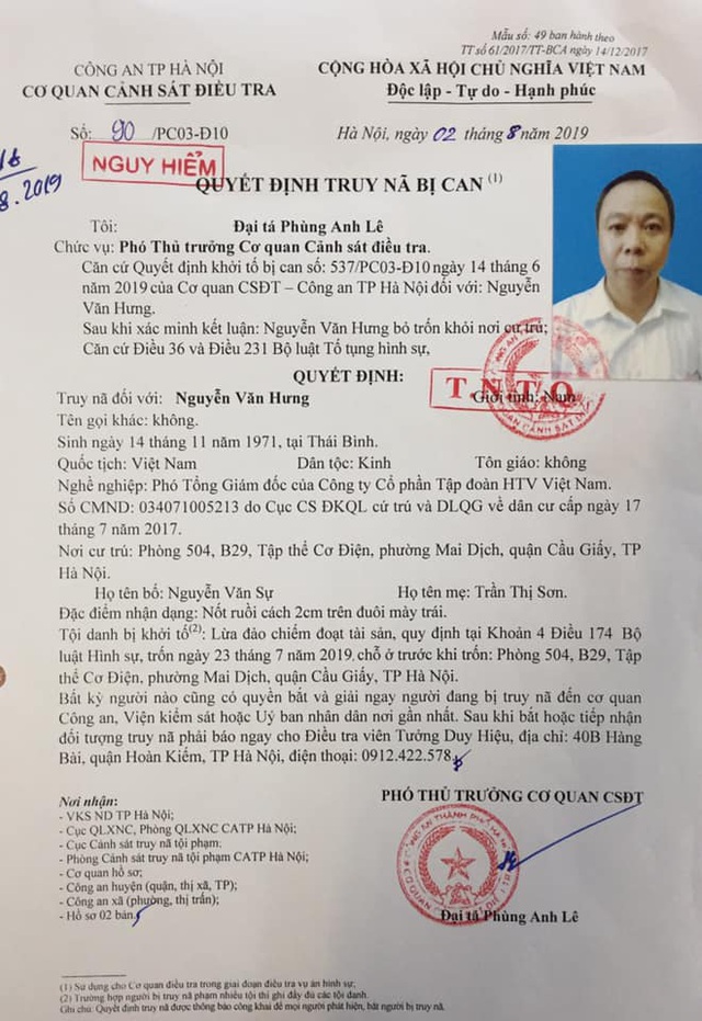 H&agrave; Nội: Truy n&atilde; Ph&oacute; Tổng Gi&aacute;m đốc lừa đảo tiền tỉ tại dự &aacute;n nh&agrave; ở - 1