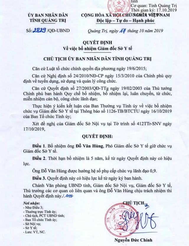 Quảng Trị bổ nhiệm Giám đốc Sở Y tế mới - 1 Quảng Trị bổ nhiệm Giám đốc Sở Y tế mới - 1