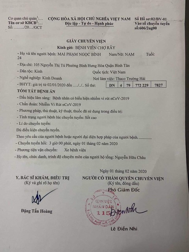 Giấy chuyển bệnh corona giả mạo phát tán trong khu dân cư - 1 Giấy chuyển bệnh corona giả mạo phát tán trong khu dân cư - 1