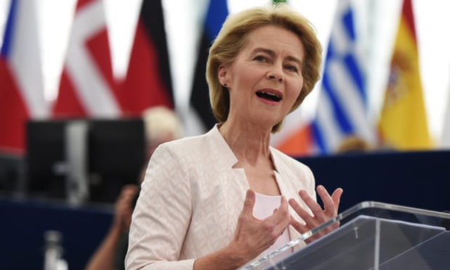 Portrait of the first female President of the European Commission, Ursula von der Leyen...