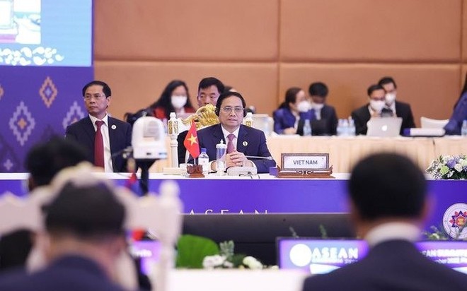 Thủ tướng nhấn mạnh nhiều thông điệp quan trọng về các vấn đề khu vực và quốc tế tại Hội nghị Cấp cao ASEAN 41 (Ảnh: VGP)