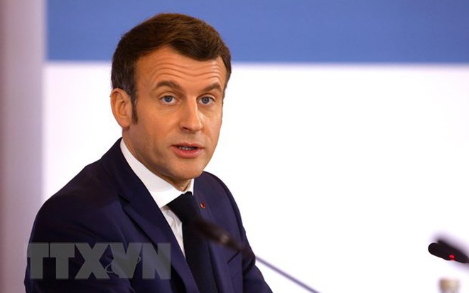 Tổng thống Pháp Emmanuel Macron phát biểu tại cuộc họp ở Paris, Pháp. (Ảnh: AFP/TTXVN)