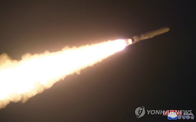 Triều Tiên phóng tên lửa hành trình chiến lược Pulhwasal-3-31. Ảnh: KCNA
