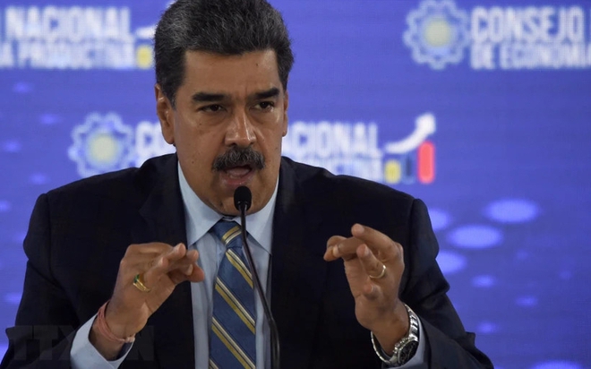 Tổng thống Venezuela Nicolás Maduro phát biểu tại một cuộc họp ở Caracas, ngày 21-9-2023.  
