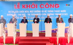 Khởi công dự án sửa chữa đường Đu - Thọ Vực - Thị trấn Triệu Sơn