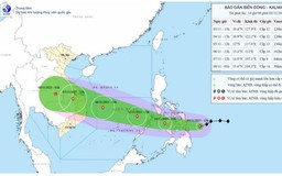 Bão KALMAEGI di chuyển theo hướng Tây Tây Nam với tốc độ nhanh khoảng 25km/h