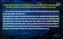 Thông báo của Ủy ban bầu cử tỉnh Thanh Hóa về việc tiếp nhận hồ sơ ứng cử đại biểu Quốc hội khóa XVI