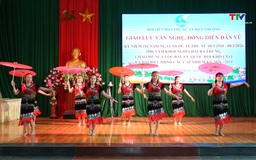Sôi nổi chương trình đồng diễn dân vũ, văn nghệ chào mừng Ngày Quốc tế Phụ nữ 8/3 tại xã Biện Thượng