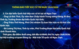 Thông báo tiếp xúc cử tri ngày 29/4/2026