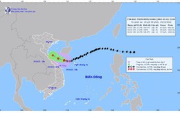 Tâm bão số 6 ở trên vùng biển Quảng Trị đến Quảng Ngãi mạnh cấp 8 