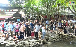 Hàng nghìn lượt khách đổ về khu du lịch suối cá thần Cẩm Lương dịp nghỉ lễ