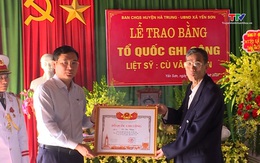 Trao bằng “Tổ quốc ghi công” cho liệt sĩ Cù Văn Thiện, xã Yến Sơn