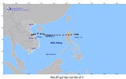 Áp thấp nhiệt đới (suy yếu từ cơn bão số 4) đã suy yếu thành một vùng áp thấp