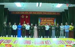 Ban Chỉ huy phòng thủ khu vực 2 - Hà Trung, Đảng ủy, UBND xã Hà Trung phối hợp kết nghĩa với trường THPT Hoằng Hóa