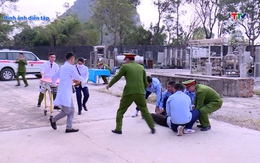 Diễn tập phương án xử lý tình huống đột xuất gây mất an ninh trật tự tại Cơ sở cai nghiện ma túy số 1