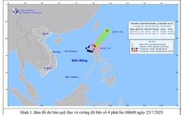 Bão số 4 di chuyển theo hướng Đông Bắc với tốc độ khoảng 10 km/h.