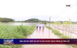 Mưa lớn gây ngập cục bộ tại hai huyện Thạch Thành và Vĩnh Lộc