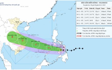 Bão KALMAEGI mạnh cấp 13 tiếp tục di chuyển theo hướng Tây Tây Bắc