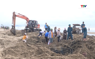 Xã Hoằng Tiến tổ chức vệ sinh môi trường, làm sạch bãi biển